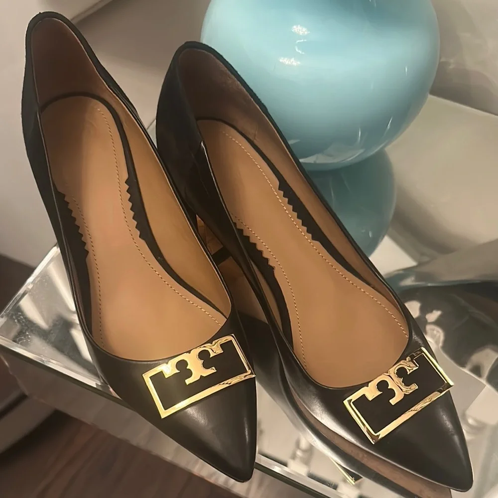 Tory Burch Black Leather/Suede heels